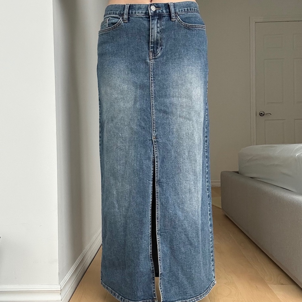GAP LONG DENIM SKIRT WITH MID SLIT